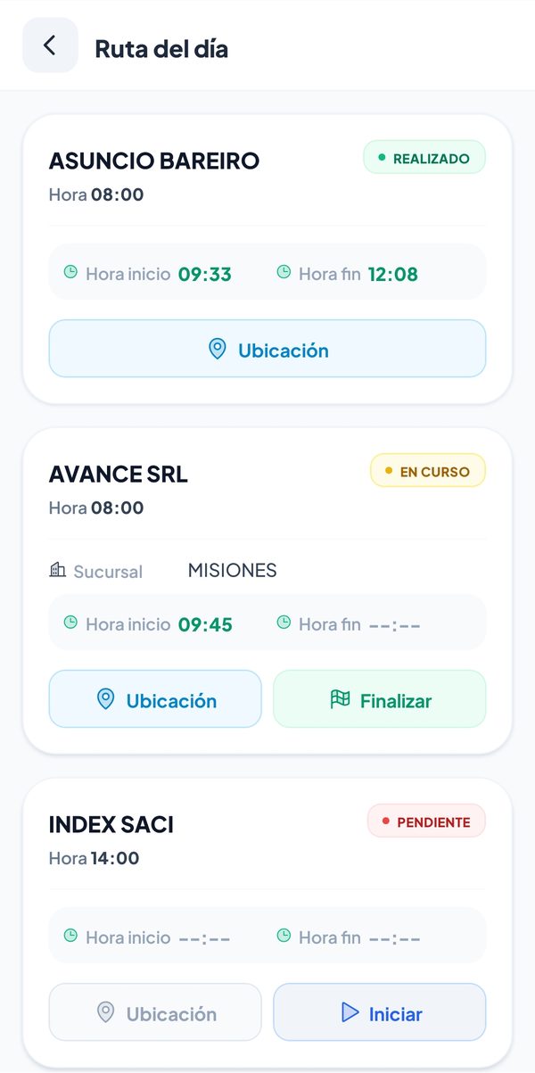 Ruta del día con estado de cada visita